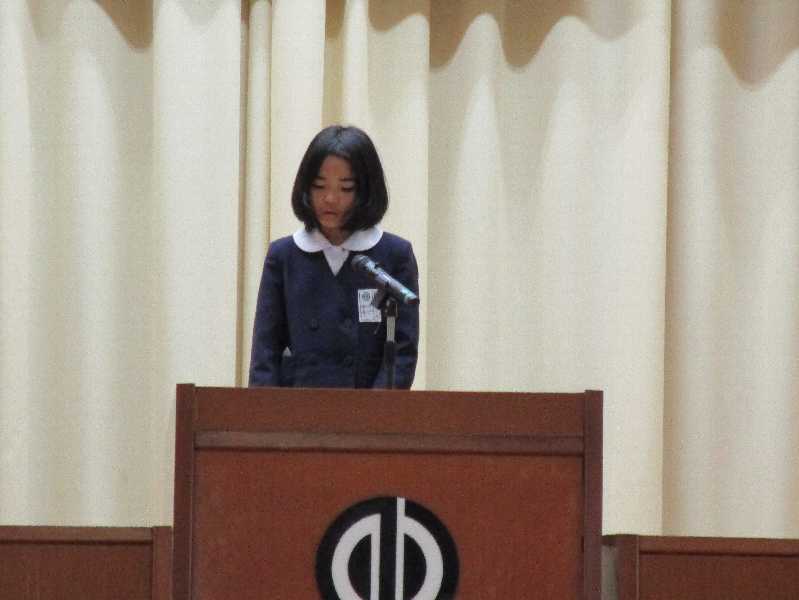 児童代表の言葉(始業式)西田瀬李さん